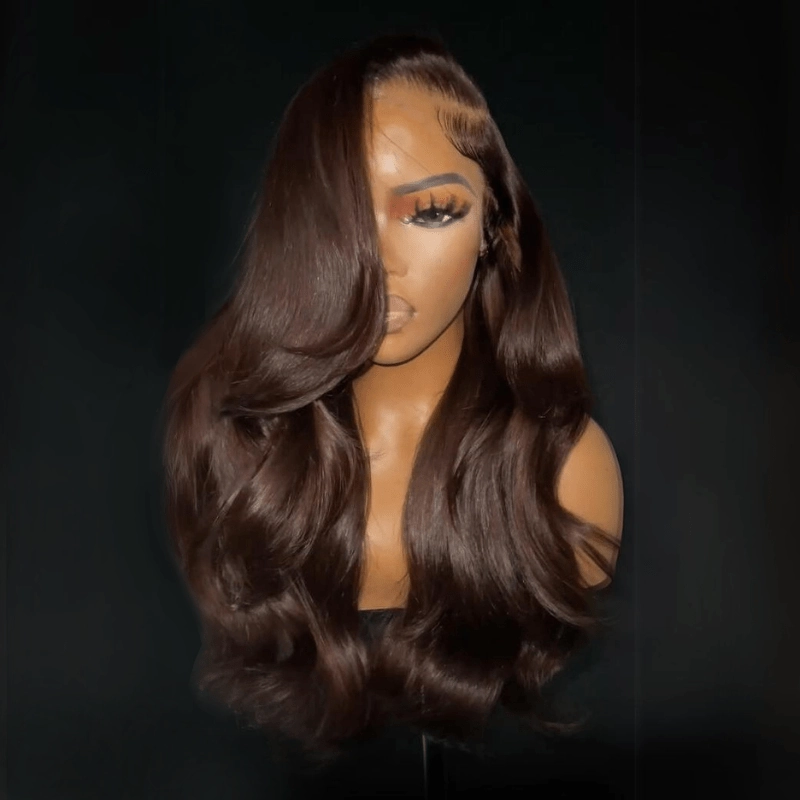 13x4 Brown Body Wave Lace Front Wig HD Lace Frontal Wig Chocolate Brown Colored Human Hair Wigs