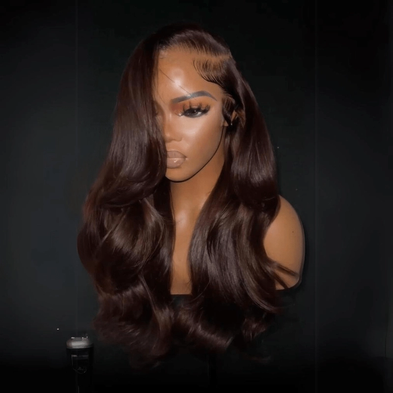 13x4 Brown Body Wave Lace Front Wig HD Lace Frontal Wig Chocolate Brown Colored Human Hair Wigs