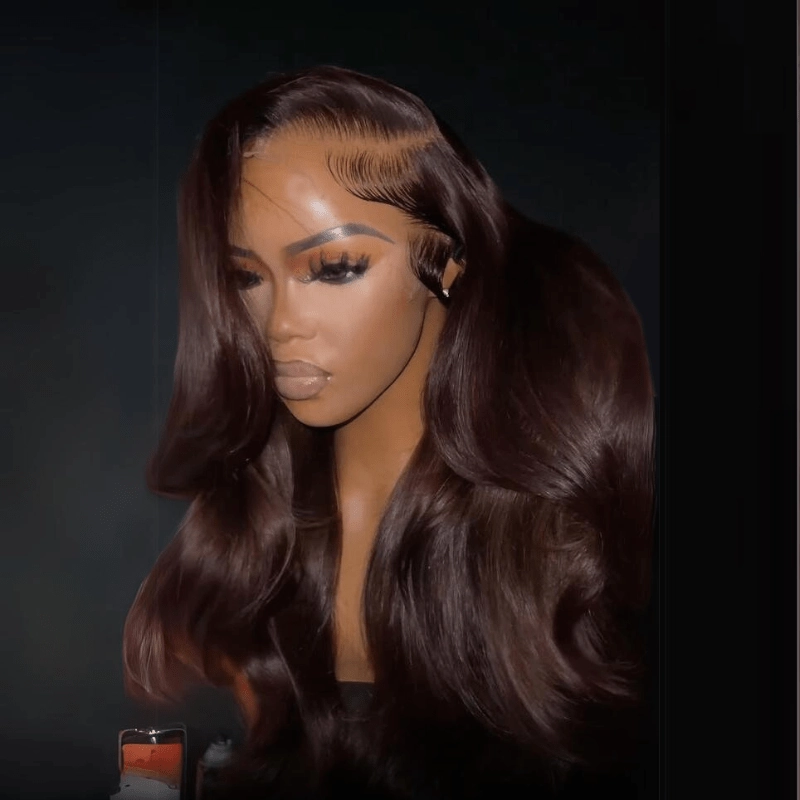 13x4 Brown Body Wave Lace Front Wig HD Lace Frontal Wig Chocolate Brown Colored Human Hair Wigs