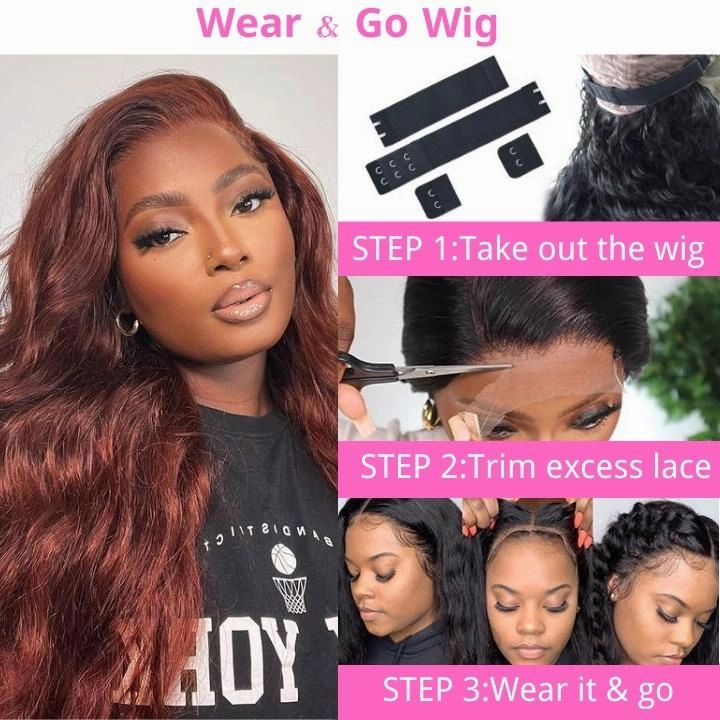 13x4 Reddish Brown HD Lace Front Human Hair Wigs Auburn Body Wave Transparent Lace Wig - Geeta Hair
