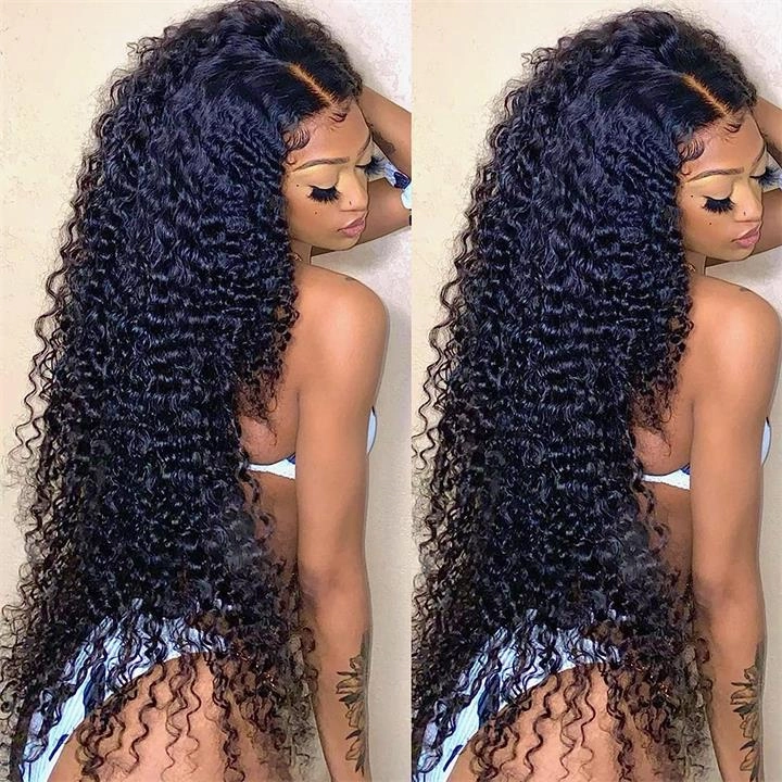 24 Hours Shiping $199=30inch Black Curly Hair 13x4 HD Lace Front Wig 100% Virgin Human Hair Wigs Pre Plucked Hairline No Code Needed