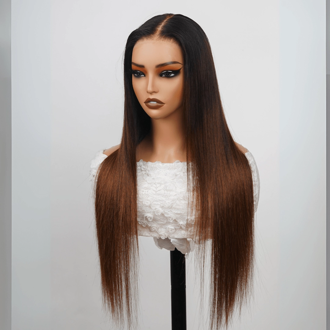 24 Hours Shipping Brown Straight Glueless Wigs T1B/2/4 Ombre 13X4 Lace Front Wig Human Hair Pre Plucked