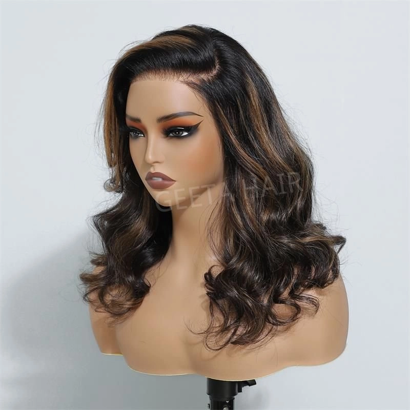 24 Hours Shipping Highlight Brown Glueless G1B/30 Color Body Wave 13x4 HD Lace Front Wig Pre Plucked 180% Density