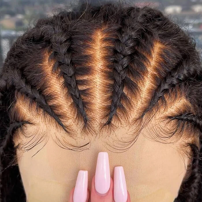 24 Hours Shipping Ready And Go Glueless Pre Braided Wig Burmese Curl 7x5 Pre Cut Lace Human Hair Wigs Braided Lace Front Wigs