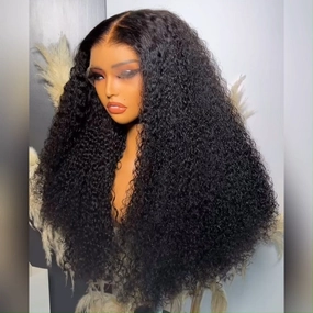 24 Hours Shipping Wear and Go Glueless Soft Curly Human Hair Hd Lace Frontal Pre Plucked Wigs 180% Density