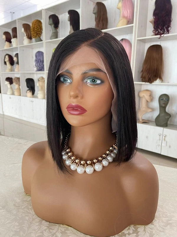 24hrs shipping Chinalacewig 100% Human Virgin Hair Short Bob Style C-part Lace Front Wigs CF551