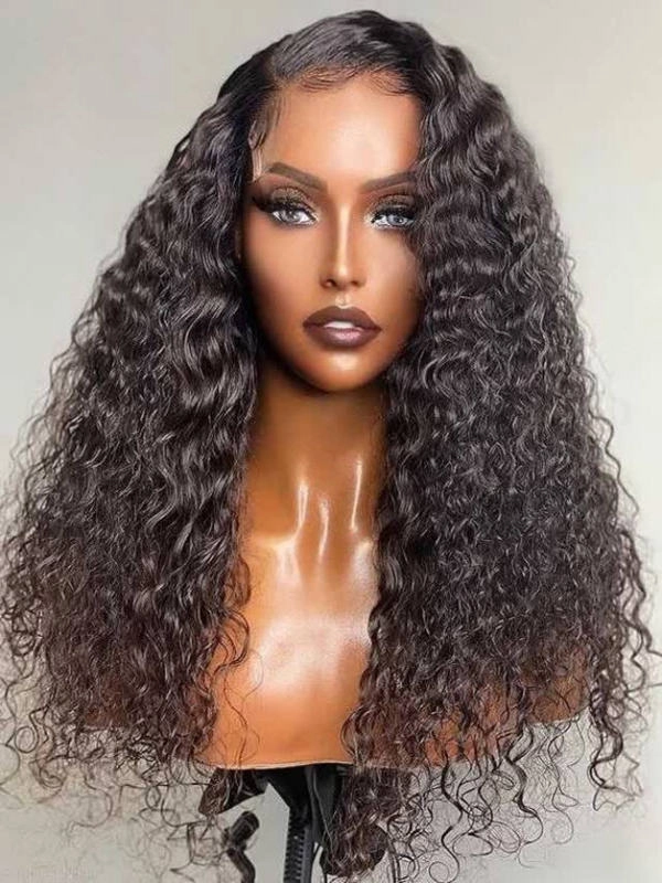 24hrs shipping PrePlucked 136 HD Lace Front Black Color Deep Curly Wig For Woman  NCF84
