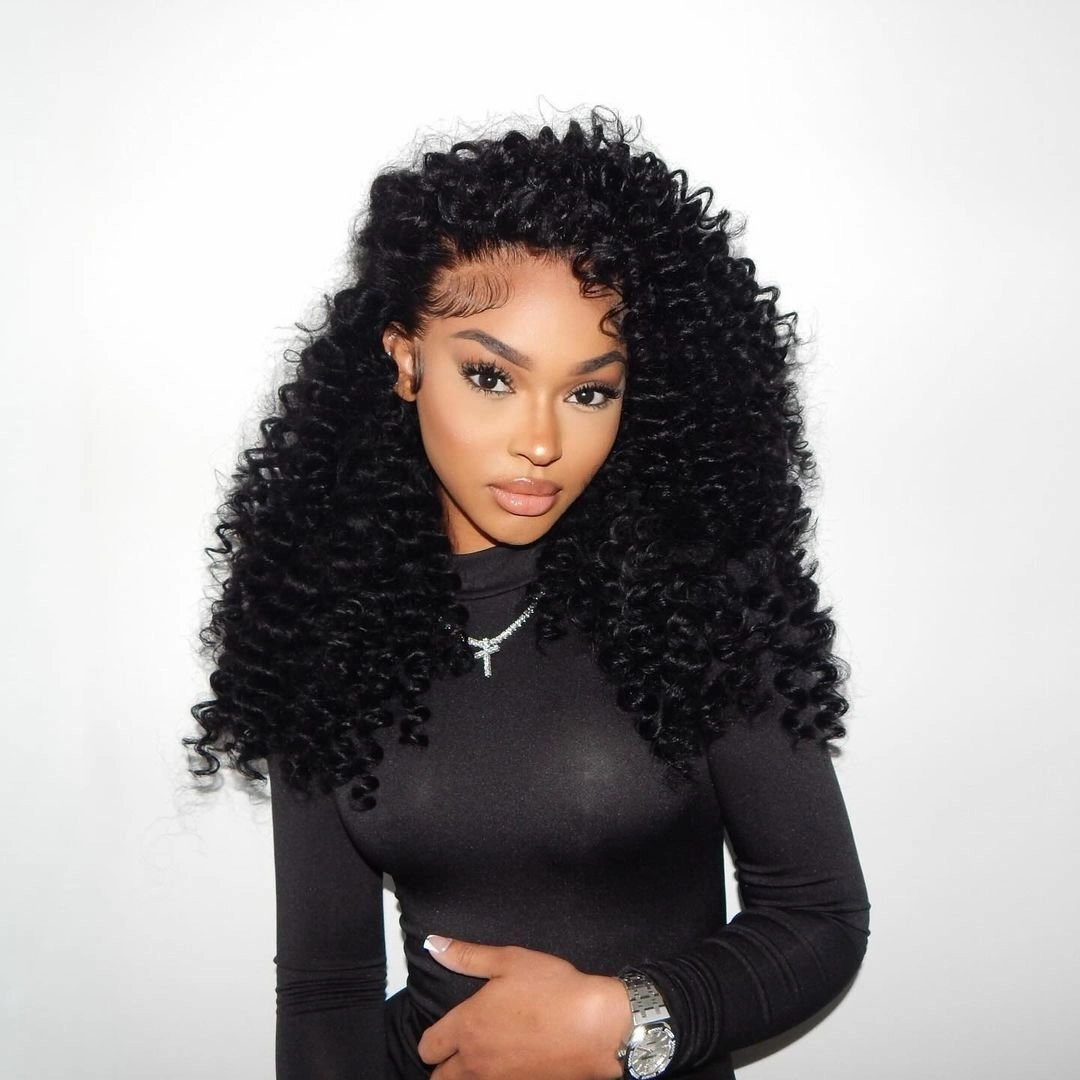 250% Density Glueless Bouncy Deep Curly Hair 13x4 Pre-Cut Lace Front Human Hair Wigs Pre Plucked