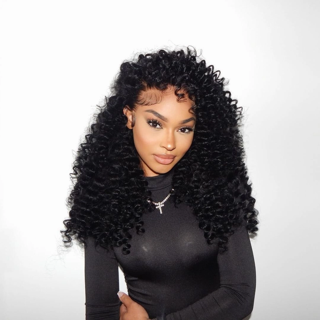 250% Density Glueless Bouncy Deep Curly Hair 13x4 Pre-Cut Lace Front Human Hair Wigs Pre Plucked