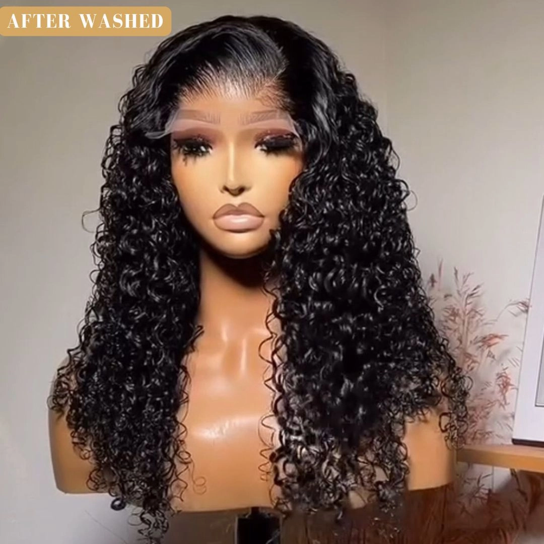 300% Density Raw Human Hair Wigs for Women 13x4 Curly Lace Frontal Wigs Pre Bleached knots Glueless Wigs
