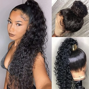 360 HD Lace Front Human Hair Wigs Invisible Water Wave Lace Front Wig With Pre Plucked Hairline For Black Women-Geetahair