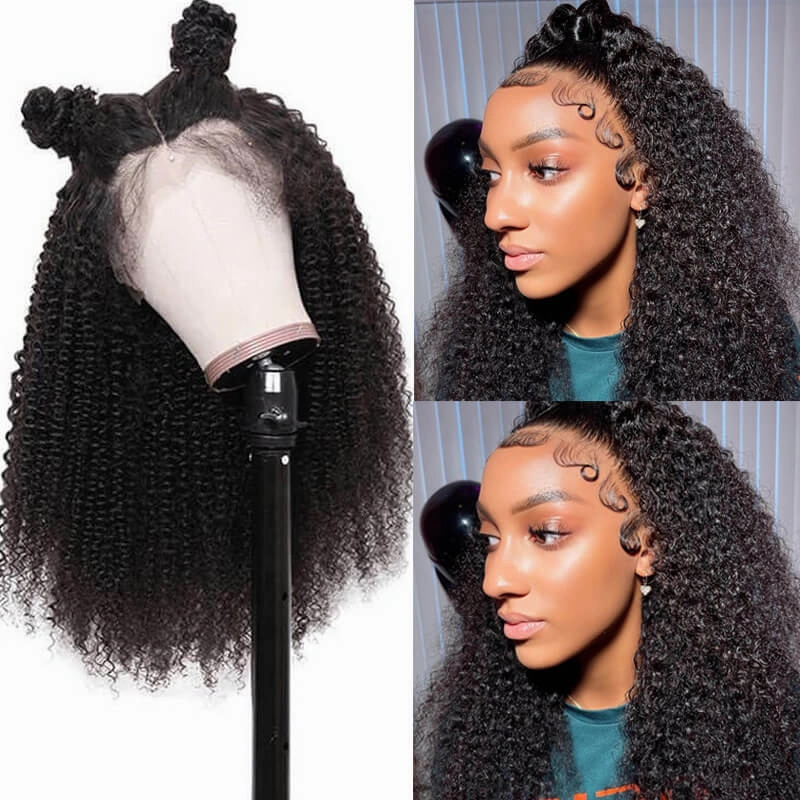 360 Lace Frontal Human Hair Kinky Curly Wigs Pre Plucked With Baby Hair Natural Hairline Glueless Wig-geetahair