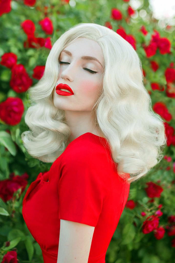 40s blonde pinup style wig with marcel waves: Lauren