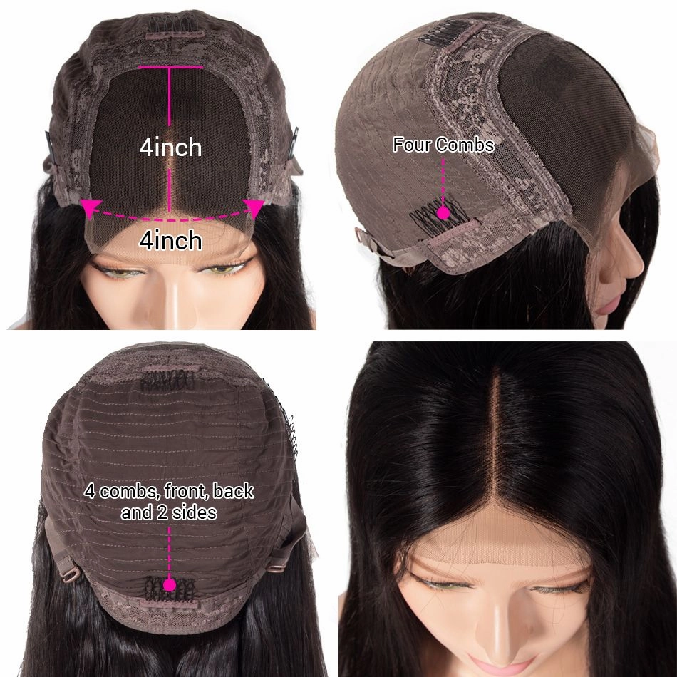 4x4 HD Transparent Lace Closure Wigs Long Straight Hair 100% Virgin Human Hair Wigs-Geeta Hair