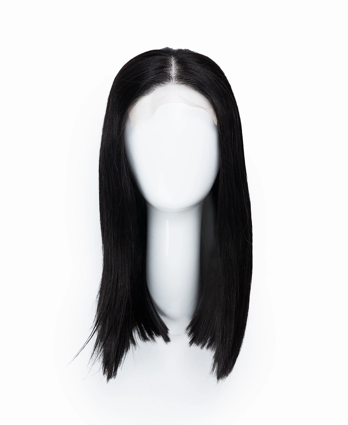 5x5 lace front blunt cut wig - 14" natural black.