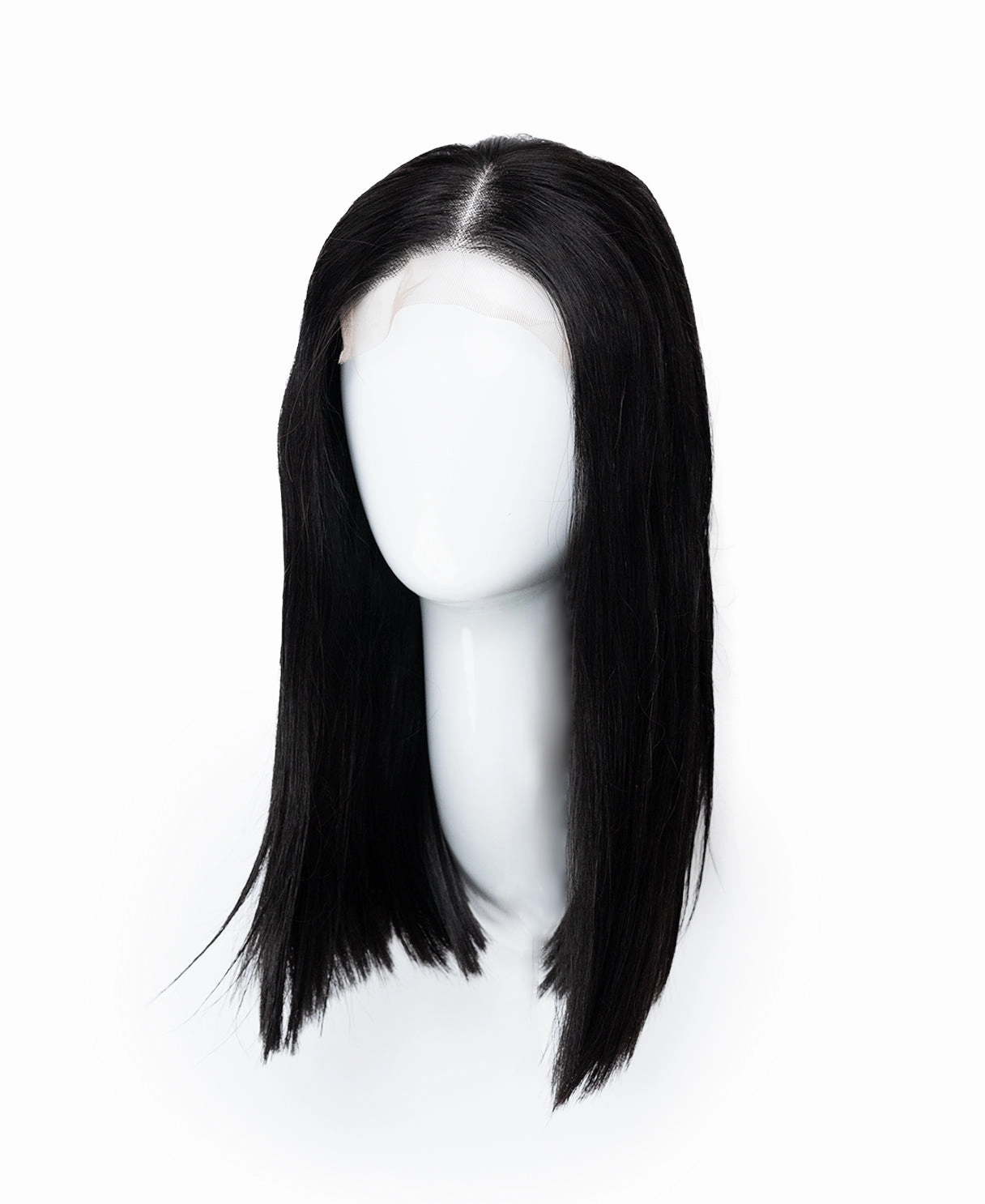 5x5 lace front blunt cut wig - 14" natural black.
