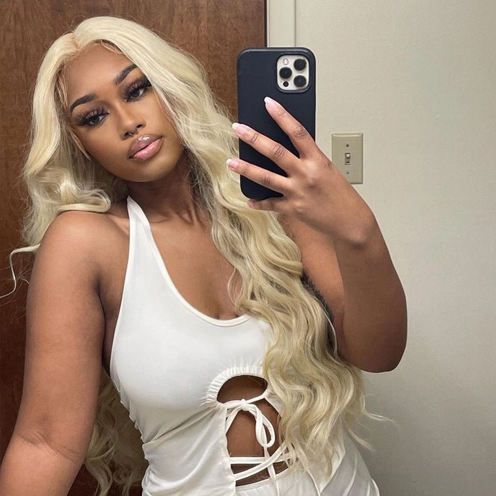 613 Hair Body Wave 5x5 Closure HD Lace Front Wig Blonde Pre Plucked Glueless Human Hair Wigs