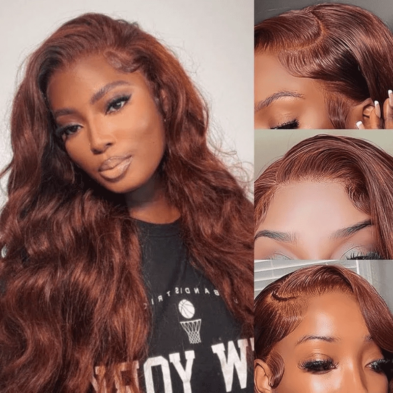 70% OFF| Reddish Brown Loose Wave Wig 6x4 Put on and Go Glueless Wigs with Bleached Knots US ONLY