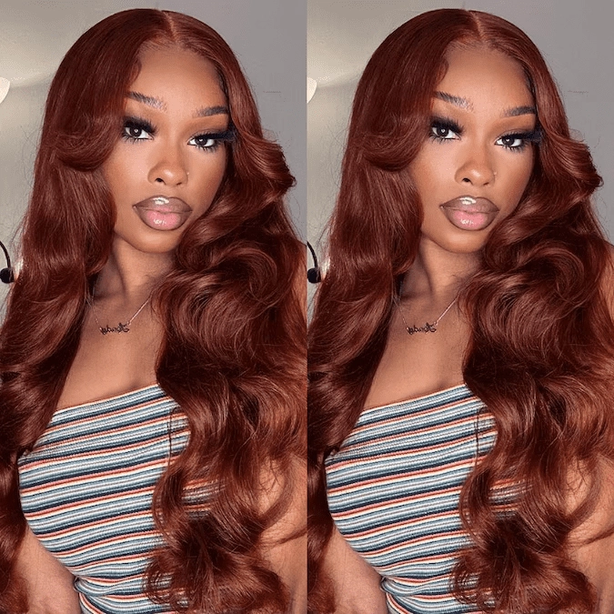 70% OFF| Reddish Brown Loose Wave Wig 6x4 Put on and Go Glueless Wigs with Bleached Knots US ONLY