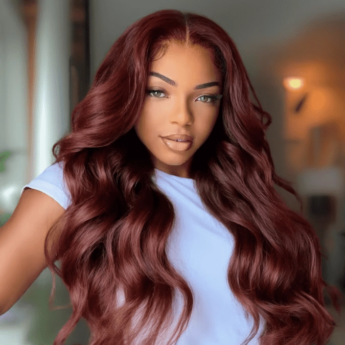 70% OFF| Reddish Brown Loose Wave Wig 6x4 Put on and Go Glueless Wigs with Bleached Knots US ONLY