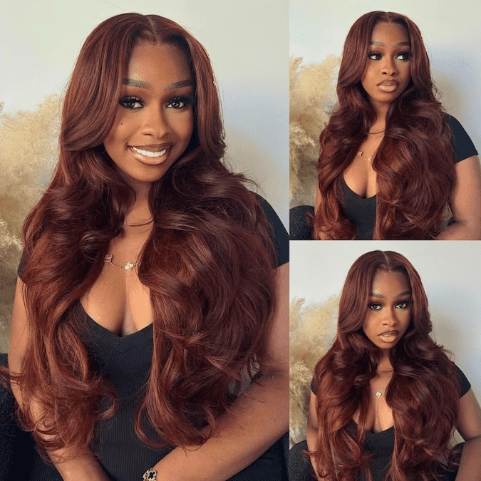 70% OFF| Reddish Brown Loose Wave Wig 6x4 Put on and Go Glueless Wigs with Bleached Knots US ONLY