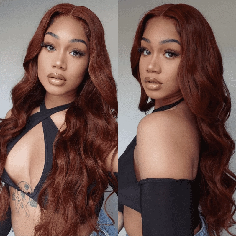 70% OFF| Reddish Brown Loose Wave Wig 6x4 Put on and Go Glueless Wigs with Bleached Knots US ONLY