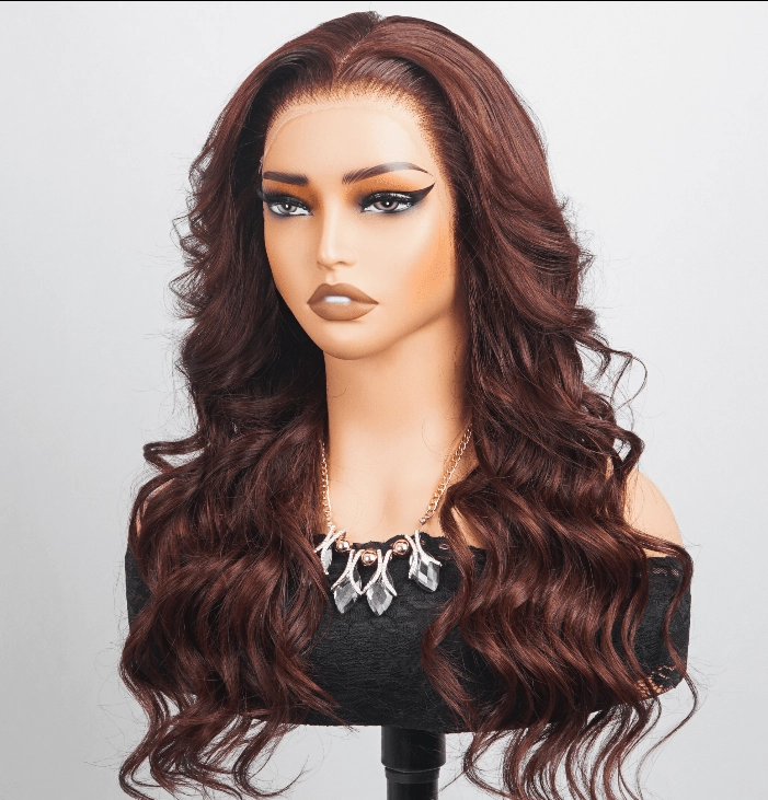 70% OFF| Reddish Brown Loose Wave Wig 6x4 Put on and Go Glueless Wigs with Bleached Knots US ONLY
