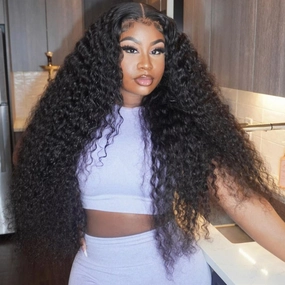 $199=30inch Deep Curly Glueless 13x4 HD Transparent Lace Front Wig Pre Plucked Brazilian Virgin Lace Front Wig with Baby Hair No Code Needed