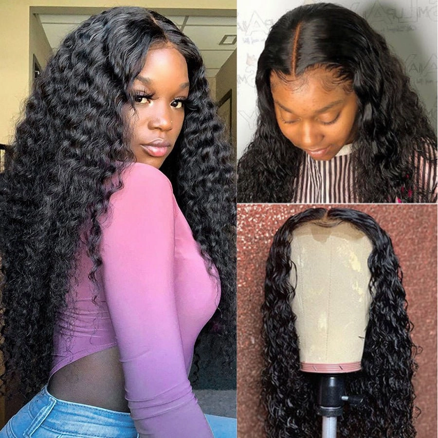 $199=30inch Deep Curly Glueless 13x4 HD Transparent Lace Front Wig Pre Plucked Brazilian Virgin Lace Front Wig with Baby Hair No Code Needed