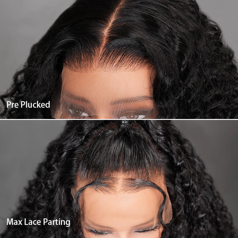 $199=30inch Deep Curly Glueless 13x4 HD Transparent Lace Front Wig Pre Plucked Brazilian Virgin Lace Front Wig with Baby Hair No Code Needed