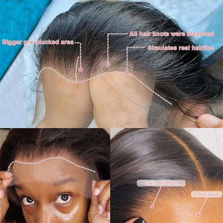 $199=30inch Pre Bleached Straight HD Transparent Glueless Wigs Human Hair 180% Density Flash Sale