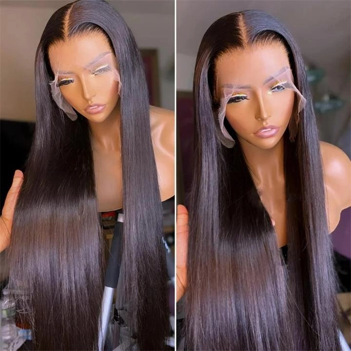 $199=30inch Pre Bleached Straight HD Transparent Glueless Wigs Human Hair 180% Density Flash Sale
