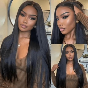 $199=30inch Pre Bleached Straight HD Transparent Glueless Wigs Human Hair 180% Density Flash Sale