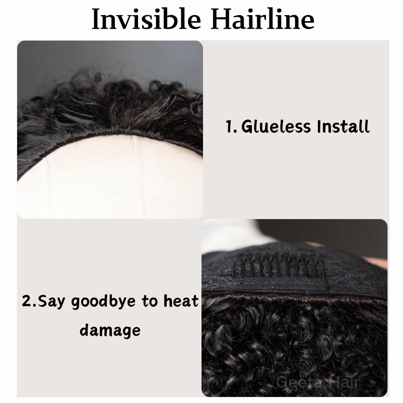 [3 In 1 Half Wig] Geeta Kinky Curly Coily Half Wig Invisible Drawstring Glueless Flip Over Wig Flash Sale