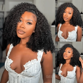 [3 In 1 Half Wig] Geeta Kinky Curly Coily Half Wig Invisible Drawstring Glueless Flip Over Wig Flash Sale