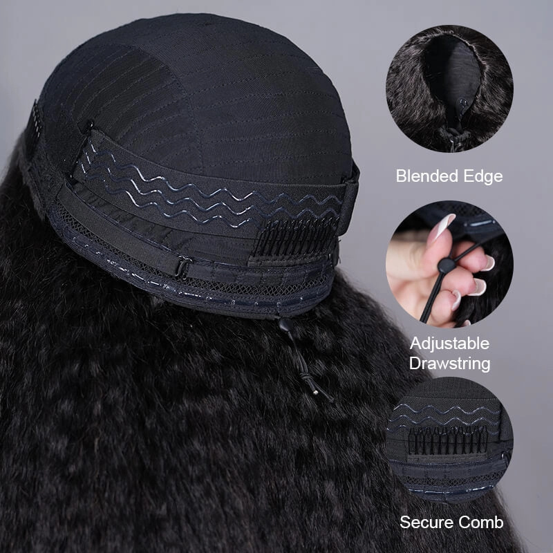 [3 In 1 Half Wig] Geeta Kinky Straight Flip Over Half Wig Invisi Drawstring Glueless Put On And Go Wig Flash Sale