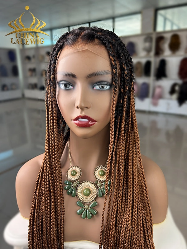  Chinalacewig Beyonc Honey Blonde Knotless Braid Wig Swiss Full Lace with Human Hair Roots