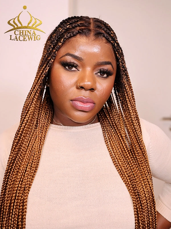  Chinalacewig Beyonc Honey Blonde Knotless Braid Wig Swiss Full Lace with Human Hair Roots