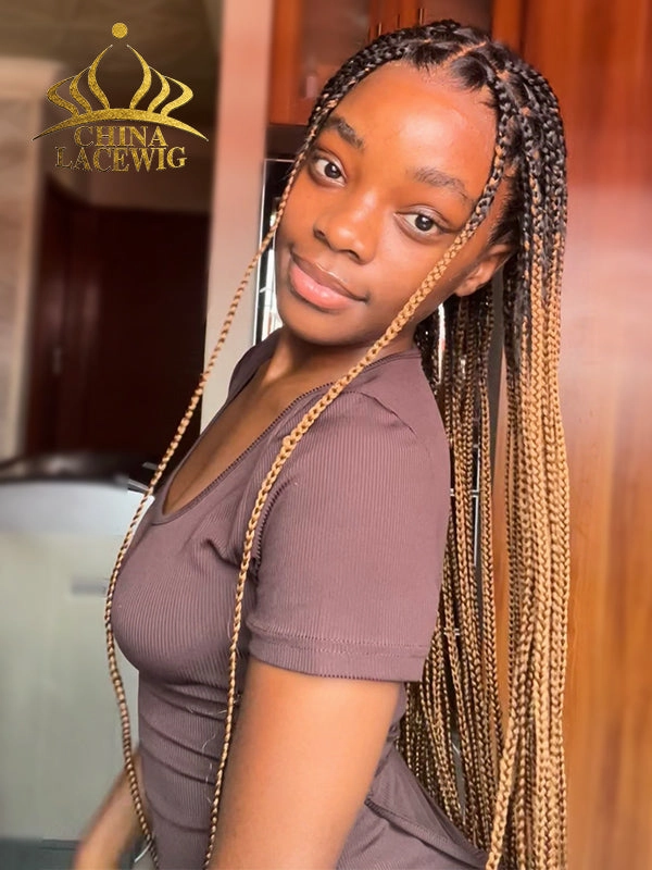  Chinalacewig Beyonc Honey Blonde Knotless Braid Wig Swiss Full Lace with Human Hair Roots