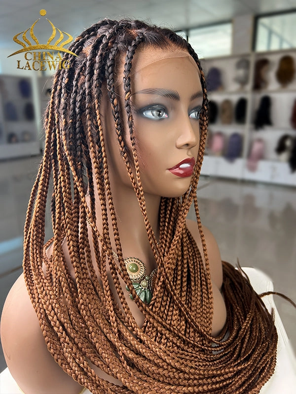  Chinalacewig Beyonc Honey Blonde Knotless Braid Wig Swiss Full Lace with Human Hair Roots