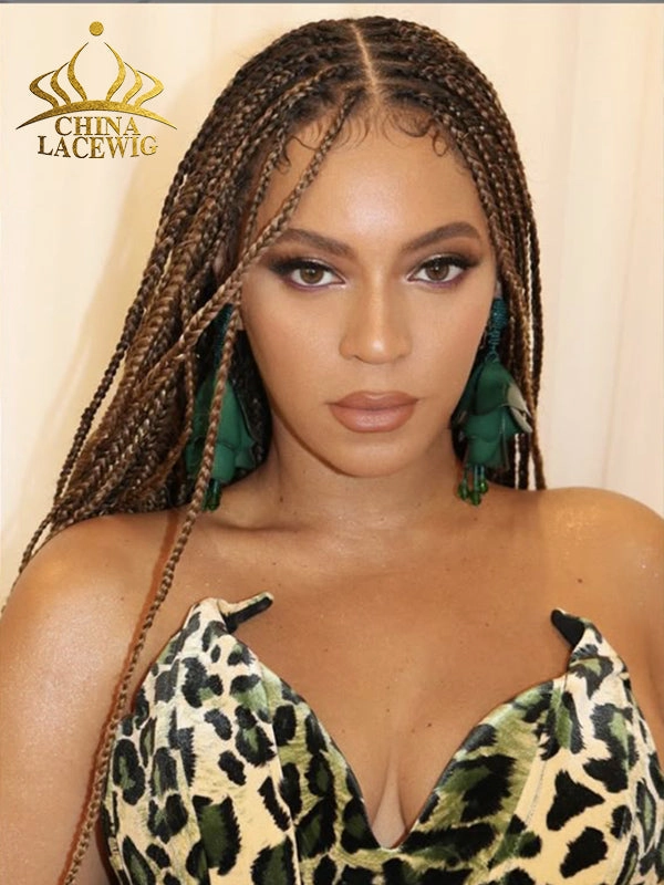  Chinalacewig Beyonc Honey Blonde Knotless Braid Wig Swiss Full Lace with Human Hair Roots