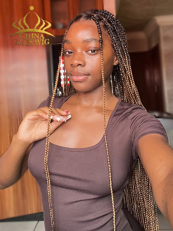  Chinalacewig Beyonc Honey Blonde Knotless Braid Wig Swiss Full Lace with Human Hair Roots