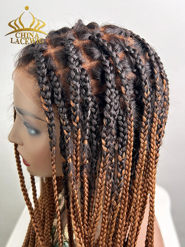  Chinalacewig Beyonc Honey Blonde Knotless Braid Wig Swiss Full Lace with Human Hair Roots