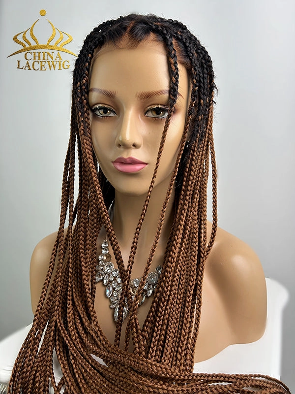  Chinalacewig Beyonc Honey Blonde Knotless Braid Wig Swiss Full Lace with Human Hair Roots