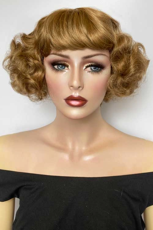 A short brown vintage style wig with waves: Rita