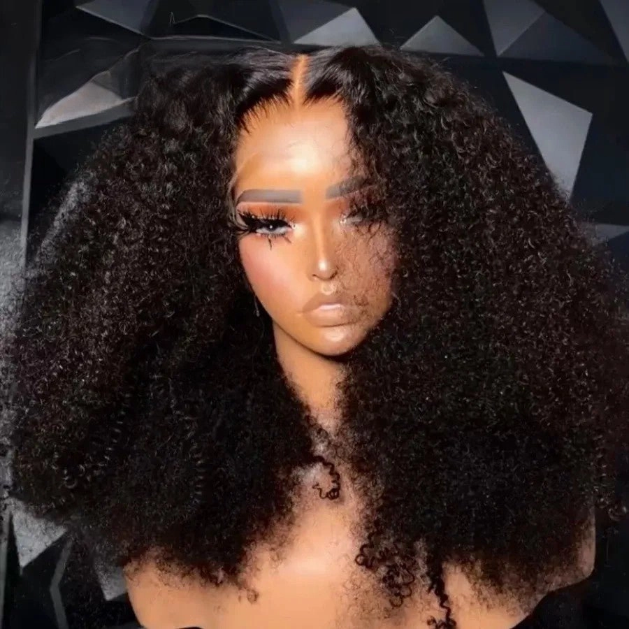 Afro Kinky Curly Type 4C Hairline Kinky Edge 13x4 HD Lace Front Wig 250% Density-Geeta Hair