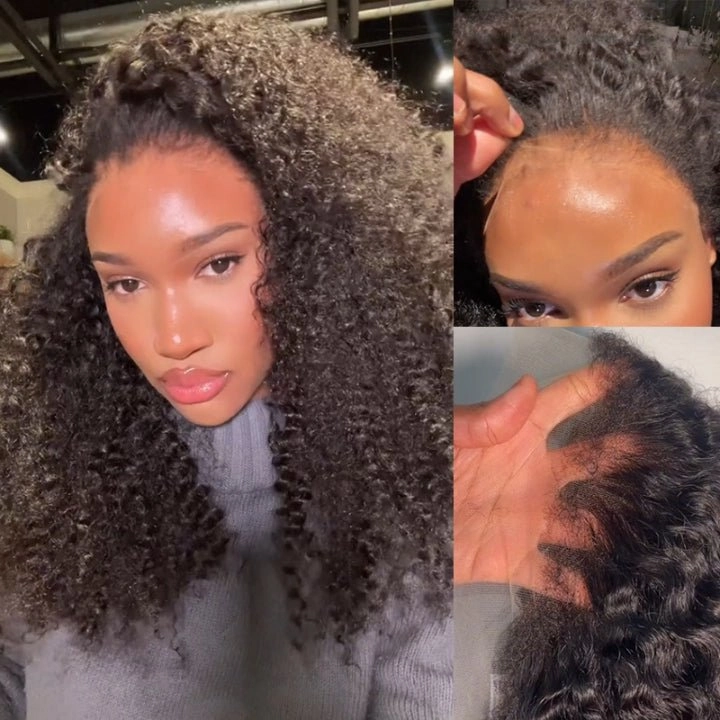 Afro Kinky Curly Type 4C Hairline Kinky Edge 13x4 HD Lace Front Wig 250% Density-Geeta Hair
