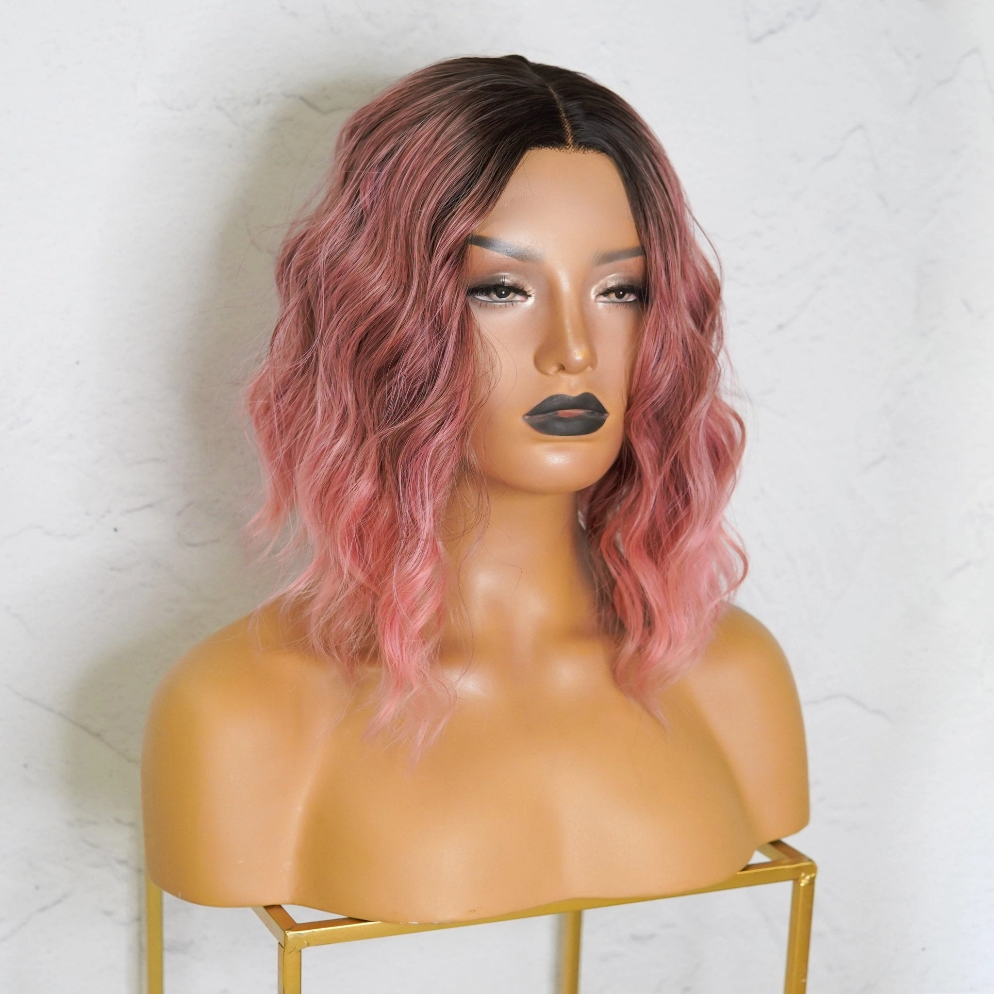 ALESSANDRA Ombre Pink Bob Lace Front Wig
