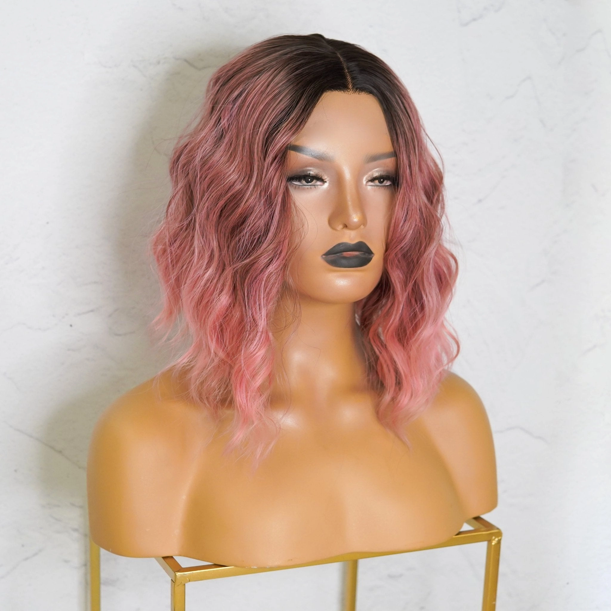ALESSANDRA Ombre Pink Bob Lace Front Wig