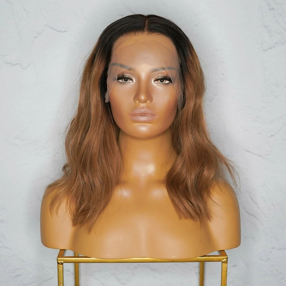 ANEESHA Brown Ombre Human Hair Lace Front Wig